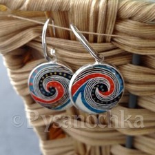 Pysanka earrings. Ostrich Shell. Easter egg style. Pysanky Hand Made by Halyna 