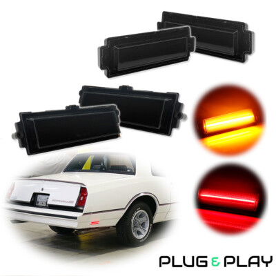 For 81-88 Chevy Monte Carlo SS Smoke LED Front Amber & Rear Red Side Marker Lamp