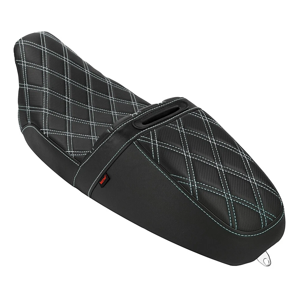 Black Step-Up Seat Lattice Stitch For Harley Road Glide / Electra Glide 1997-07 Foto 2 de 4