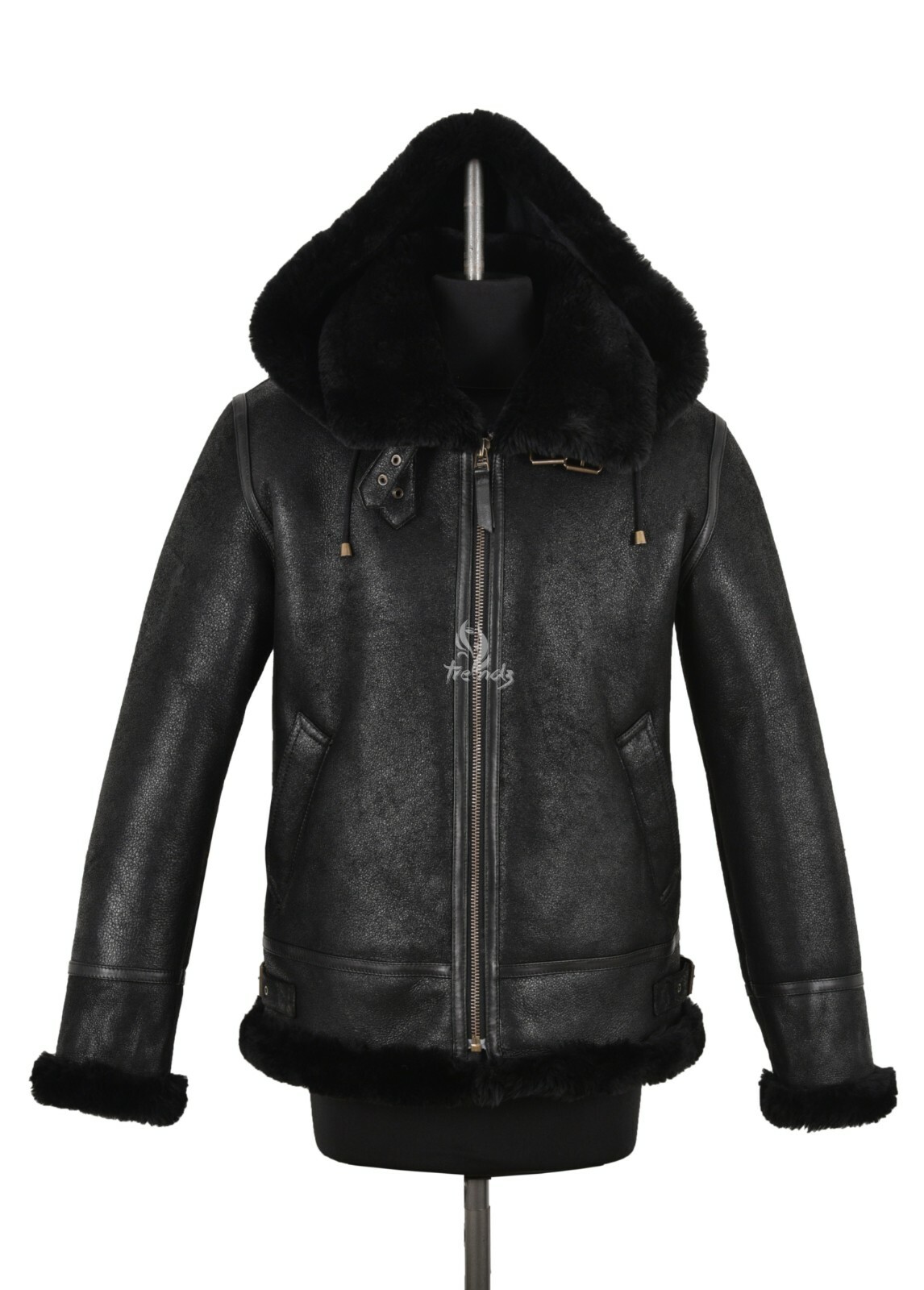 ALTRA Giacca Volante Bomber Uomo Real Shearling Sheepskin Aviator RAF Classic B3 NERA