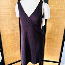 Eileen Fisher PM Dark Chocolate Brown Surplice Silk Viscose Blend Dress EF WLR