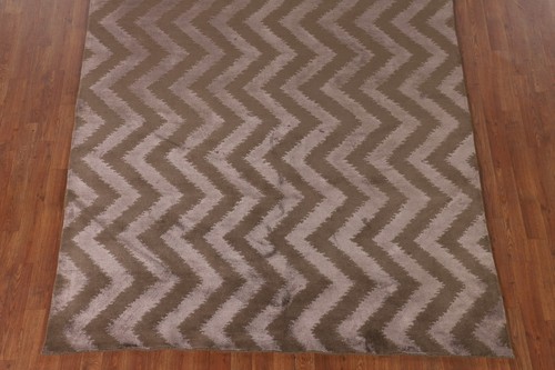 Authentic Hand-Knotted Nepalese Indian Chevron Rug 6x9 ft Carpet - Picture 6 of 19