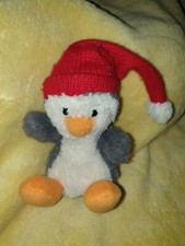 Jellycat Baby Poppet Penguin Baby Poppet Tiny Size 4” Little Penguin Red Hat
