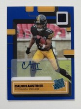 2022 PANINI CLEARLY DONRUSS NFL CALVIN AUSTIN III RATED ROOKIE RC AUTO BLUE #/99