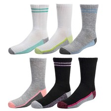 NEW Girl's SO 6 Pack Crew Socks Small , Shoe Size 6-12, Multicolor