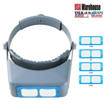 Head Headband Magnifier Reading Jewelry Visor Opitcal Glass Magnifier 4 Lens