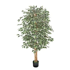 Uimoso 6FT Artificial Ficus Tree Tall Faux Plant with Black Pot Indoor Decor