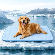 JOLLYVOGUE Cooling Mat for Dogs, 44" X 32" - X-Large Dog Cooling Pad, Wavy Quilt