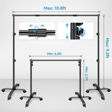 Backdrop Stand Photo Studio Adjustable Background Stand Support kit with Wheels