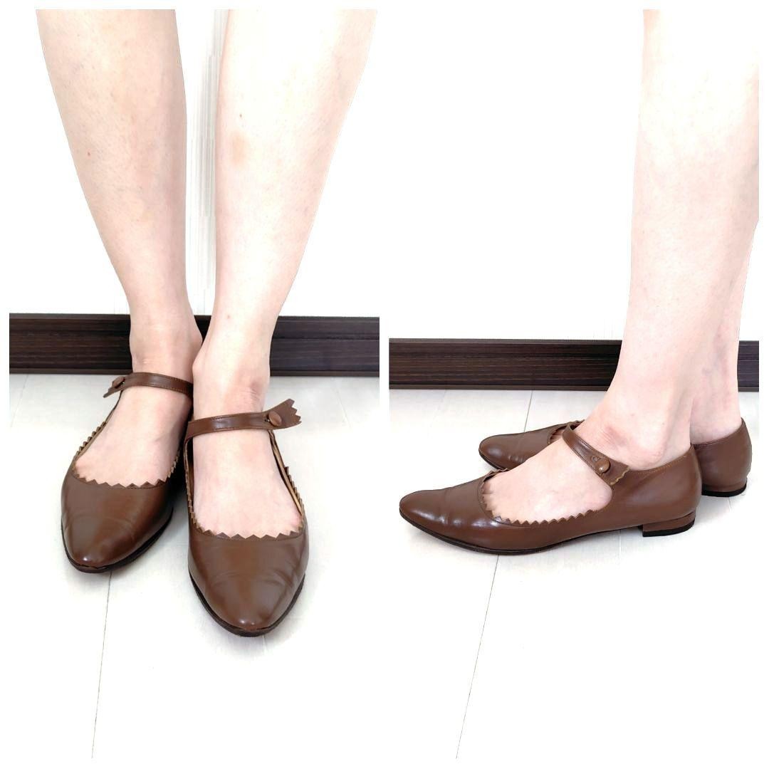 MANOLO BLAHNIK Brown Leather Mary Jane Pumps Pointed Toe Strap Size EU37 US7