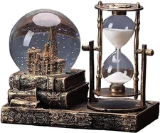 LED Music Snow Globe with Hourglass Vintage Castle Paris Eiffel Tower Decor