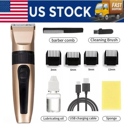 Mens Professional Hair Clippers Trimmer Barber Hair Cutting Kit Machine Cordless