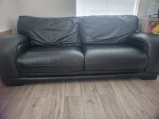 Black Leather DFS Sofa Set 2 & 3 Seater