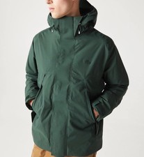 LACOSTE WASSERABWEISENDER GESTEPPTER PARKERMANTEL MIT KAPUZE NEU MIT ETIKETT GRÖSSE 48 EU S-M GRÜN TU6