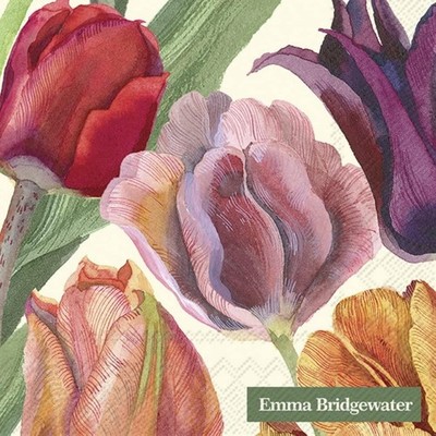 IHR Tulpen Creme Blumen Bedruckt Cocktail Papierservietten 20er Pack Einweg 3-lagig