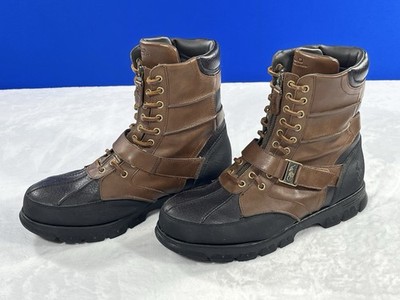 Polo Ralph Lauren Holden Boots Men s Sz 12D Brown Leather Lace Up Cross Buckle