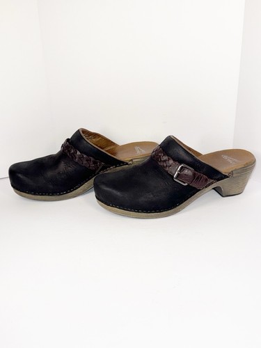 Dansko Melanie Clog Mule Leather Braided Black Brown Buckle Western Boho 42/11.5 - Picture 15 of 16