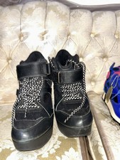 Alexander McQueen Black Platform High Top Sneakers Lace-Up Strap Leather Mesh