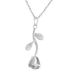 Stainless Steel Rose Flower Style Statement Pendant Party Necklace Silver 