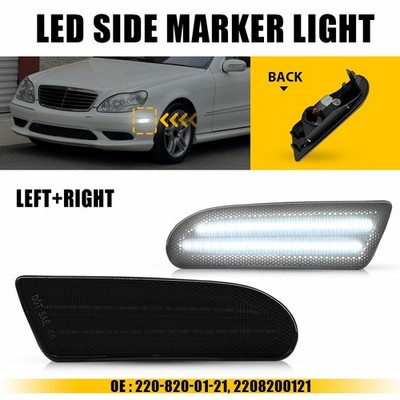 LED Side Marker Lights Smoked White For 2000-2006 Mercedes-Benz W220 S500/430 EK