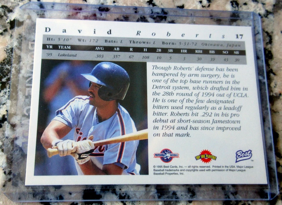 DAVE ROBERTS 1995 Best Rookie Card RC 4xWS Champs Dodgers Manager Champions🔥$$ - Imagem 2 de 2