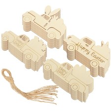 32 Pcs Car Shape Wood Slices Unfinished Chips Embellishment Craft DIY