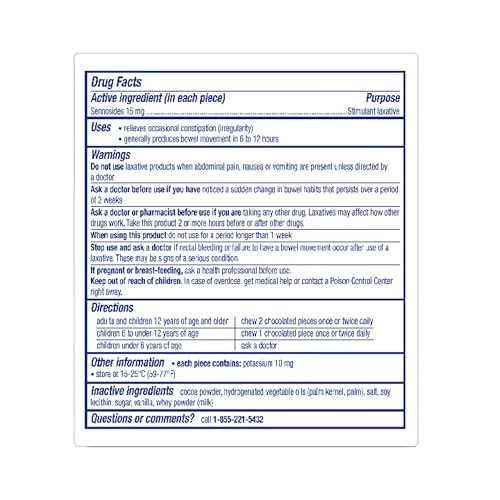 3 Pack Ex Lax Chocolate Pieces Regular Strength 48 Ct Total ( 144 Ct ) Fast Ship - Picture 3 of 3