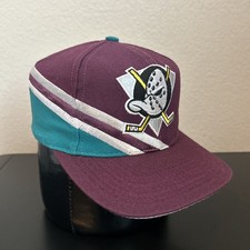 VTG 90s Rare Apex One NHL Hockey Anaheim Mighty Ducks Wool Logo Snapback Hat Cap