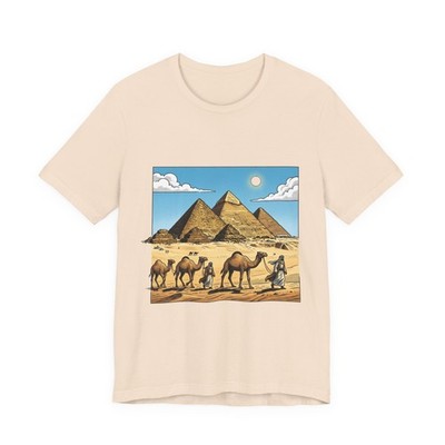 Egyptian Pyramids Camel Caravan T-Shirt | Desert Illustration