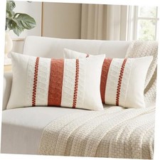 Set of 2 Decorative Pillow Covers Boho Farmhouse 20" x 12" Pack of 2 Rust