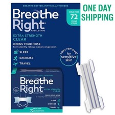 Breathe Right Extra Strength Clear Nasal Strips, 72 Ct