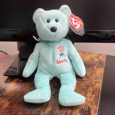 Ty Beanie Baby ALBERTA WILD ROSE Bear Canada Excl. MWMT Plush Stuffed Animal Toy