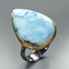 Fine Art 38 ct+ Natural Larimar Ring 925 Sterling Silver Size 7.5 /R473772