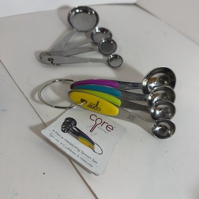 Lot of 2 Measuring Spoon Sets Core Kitchen & Stainless Steel 8 Pieces Total