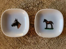 Tiny Equestrian Pin Dishes Horse Head Foal Ceramic Thoroughbred Super Cute