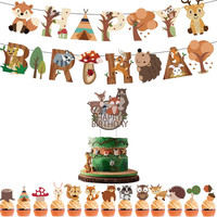 15 StüCke Waldtiere Geburtstag Deko,Happy Birthday Girlande,Birthday Decorations