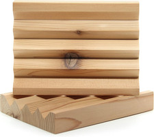 2 Pack Cedar Large Cedar Soap Dish - Handcrafted 100 Cedar Wood Soap Dish - S