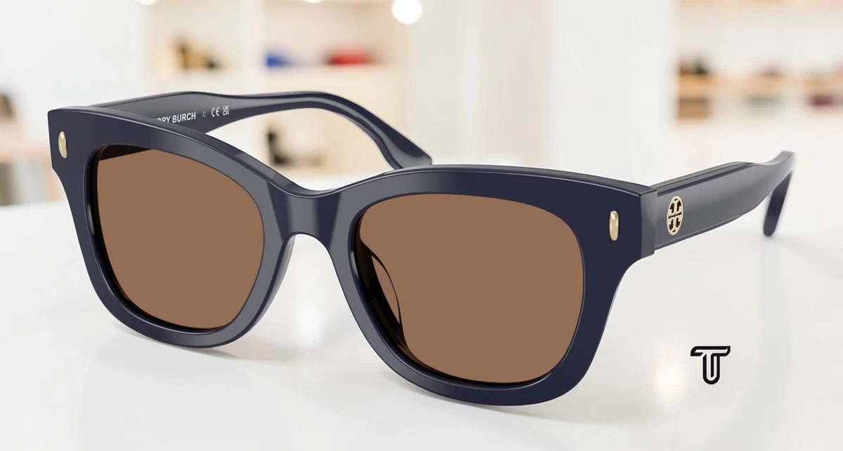 Tory Burch TY7031 Navy And Cream Sunglasses With Gold Logo Summer Designer Tory Burch Sunglasses TY7031 | Designer Frames Outlet main image 3