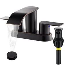 Waterfall Bathroom Sink Faucet 4 Inch Faucet 2 Handle Lead-Free Oil Rubbed Bronz