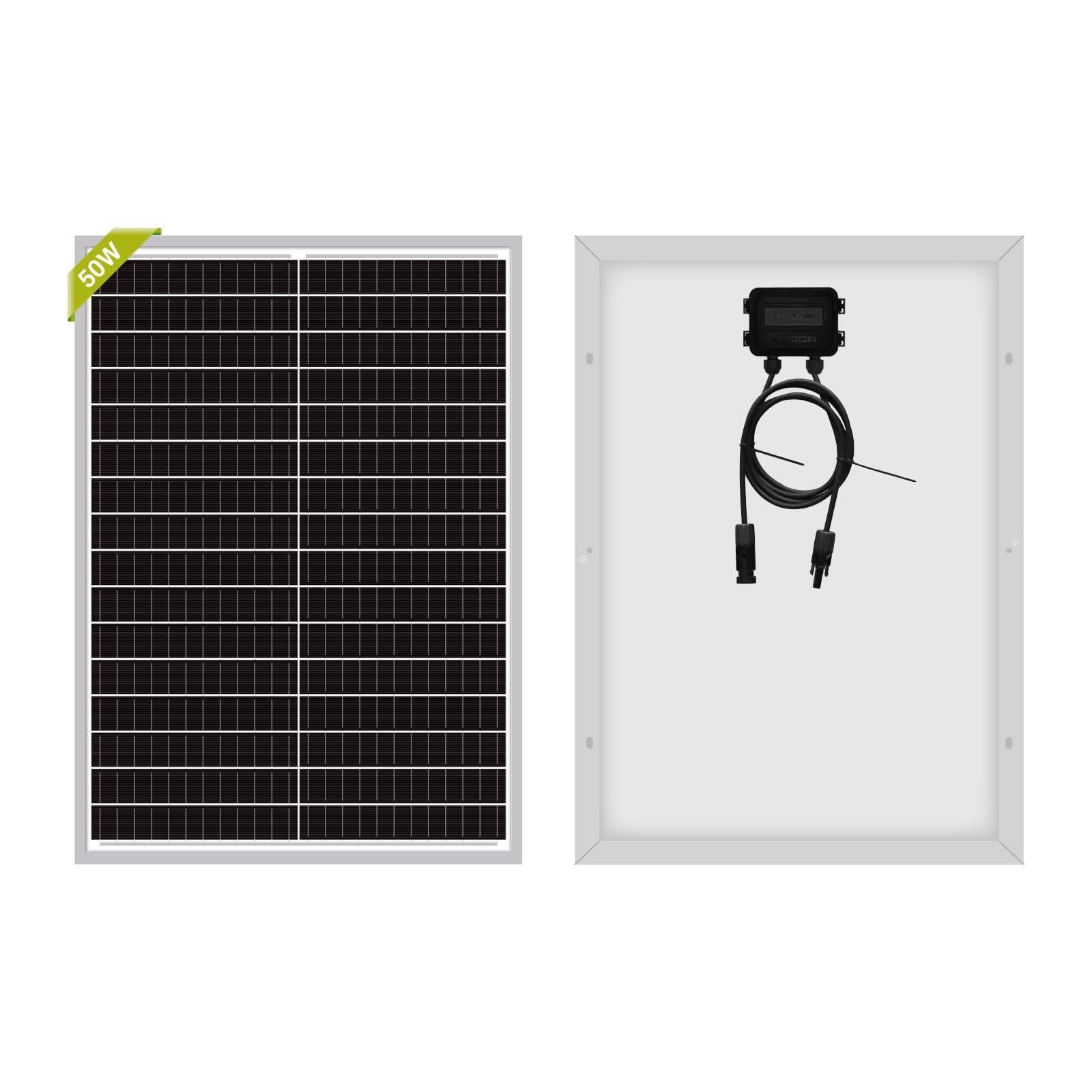 Newpowa 50W Mono Solar Panel 50 Watt Monocrystalline Module 