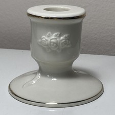 Lenox Porcelain Candlestick/Holder Ivory With Gold Trim Raised Floral Design 