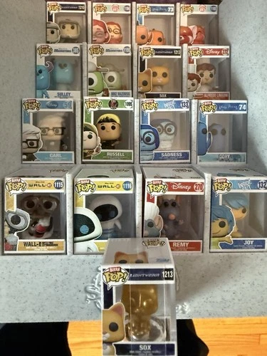 Pixar Bitty Pop Funko Bitty Pop COMPLETE SET of 16 And GOLD