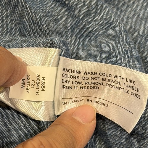 BEST MADE CO. Men's XL Blue Linen Cotton Long Sleeve Button Down Shirt Casual - Picture 5 of 6