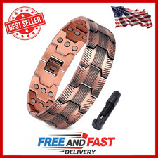 3X Strength Pure Copper Magnetic Bracelet for Men, Adjustable Fit, Tool Included