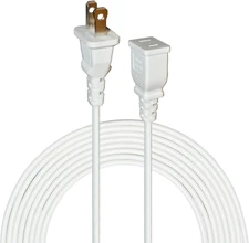15FT White Thin Extension Cord 2 Prong Extension Cord for Indoor Use Outdoor Use
