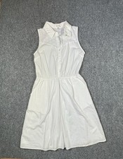 Monteau Los Angeles Eyelet Mini Dress Sz Medium White Sleeveless Cotton Pockets