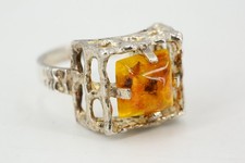 FISCHLAND Ring 835 Silber Bernstein vintage Ostsee Schmuck Ringgröße 55