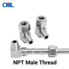 304 SS Stainless Steel Elbow Double Ferrule Tube Pipe Fittings Connector 6-12Mm 