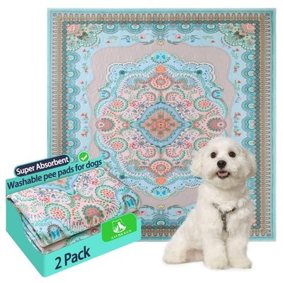Washable Puppy Pee Pads for Dogs with Pheromones (Bohem 24'' X24'' 2 Pack), Traini