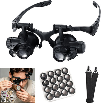 Head Magnifying Glass with LED Light with 8 Interchangeable Lens